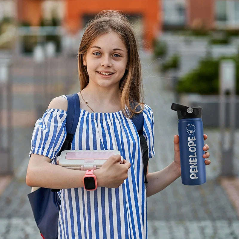 Stainless Steel Personalized Water Bottle for School Kids - GiftShire