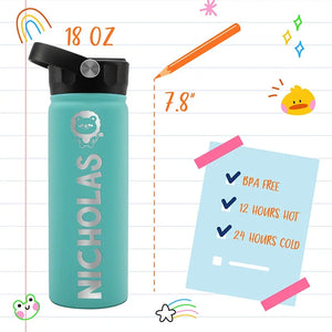 Stainless Steel Personalized Water Bottle for School Kids - GiftShire