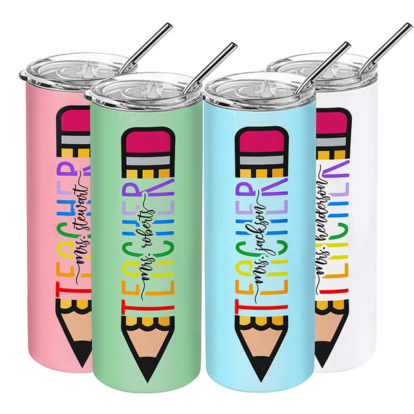 Teacher Tumblers with Name – 20 Oz Skinny Tumbler
