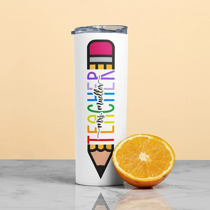 Teacher Tumblers with Name – 20 Oz Skinny Tumbler