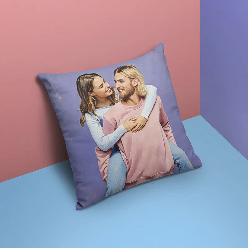 Valentine’s Day Gift – Custom Couple Pillow with Your Oil Painting Photo