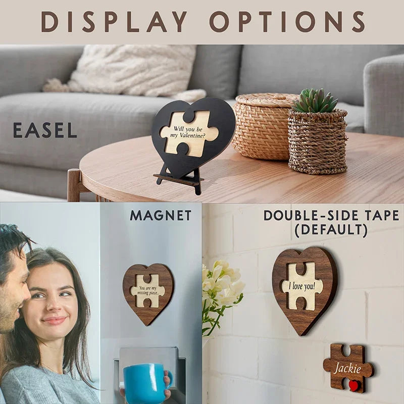 Valentine's Personalized Heart Shaped Puzzle Sign for Couples - GiftShire