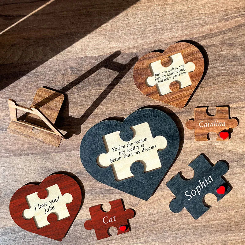 Valentine's Personalized Heart Shaped Puzzle Sign for Couples - GiftShire