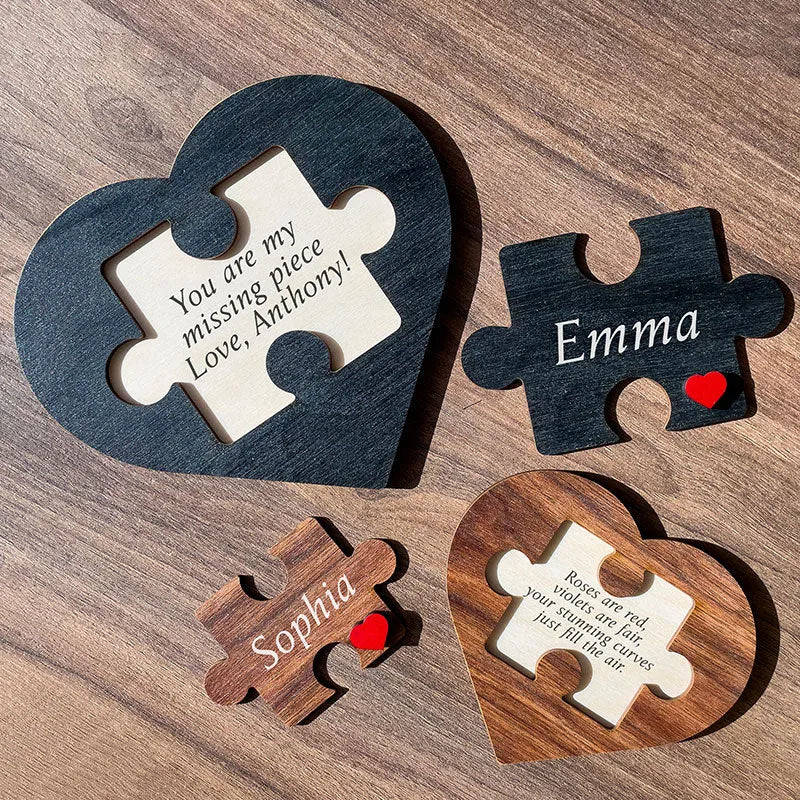 Valentine's Personalized Heart Shaped Puzzle Sign for Couples - GiftShire