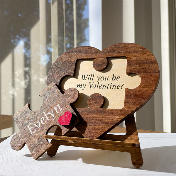 Valentine's Personalized Heart Shaped Puzzle Sign for Couples