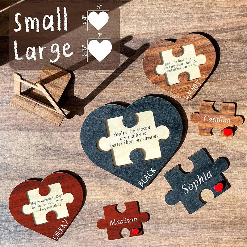 Valentine's Personalized Heart Shaped Puzzle Sign for Couples - GiftShire