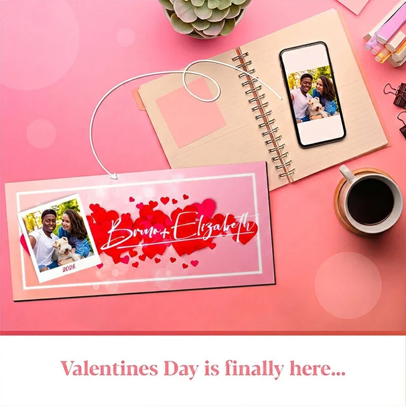 Valentine's Personalized Wooden Photo Sign for Wall