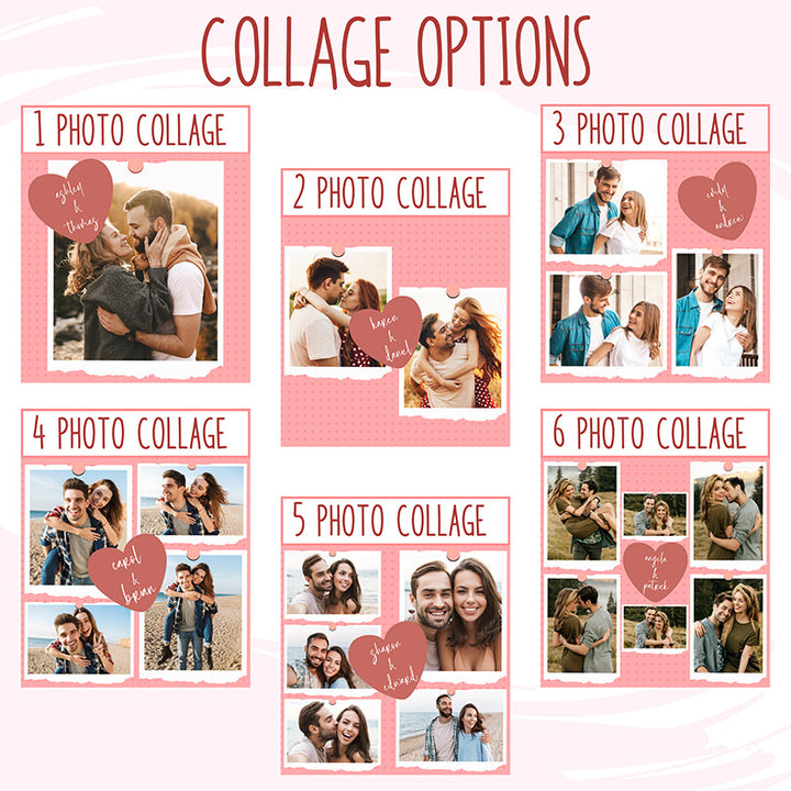 Valentine’s Photo Collage Pillowcase for Couples - GiftShire
