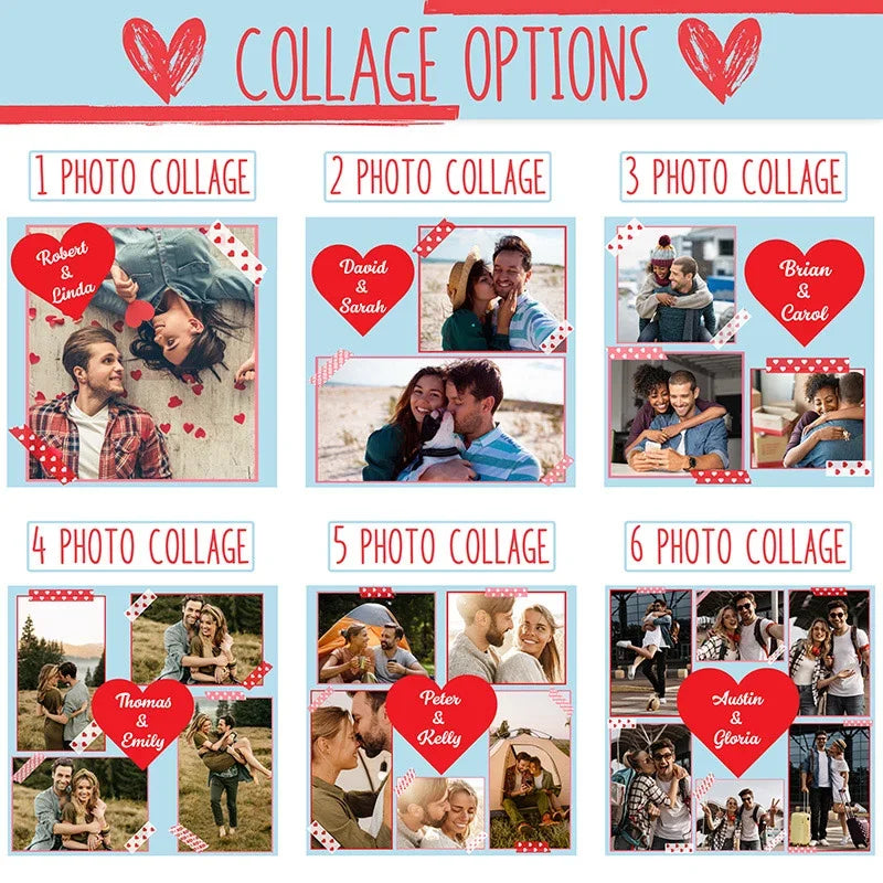 Valentine's Pillowcase - Couple’s Photo Collage Gift - GiftShire