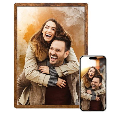 Watercolor Wall Art with Your Couple Photo - Custom Valentine’s Day Gifts