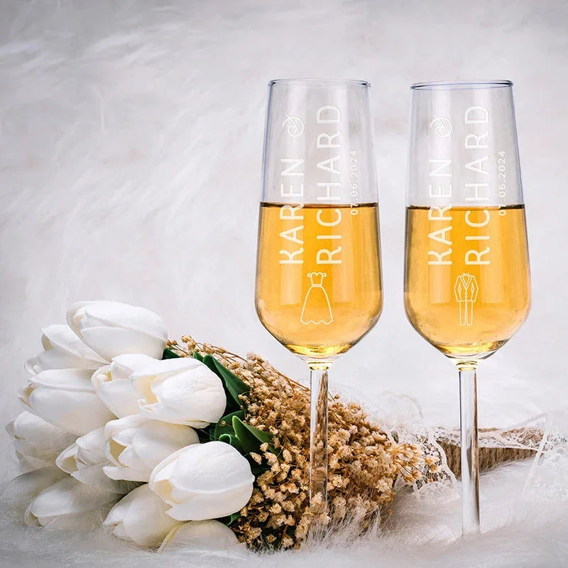 Wedding Champagne Flute with Engraved Logo - GiftShire