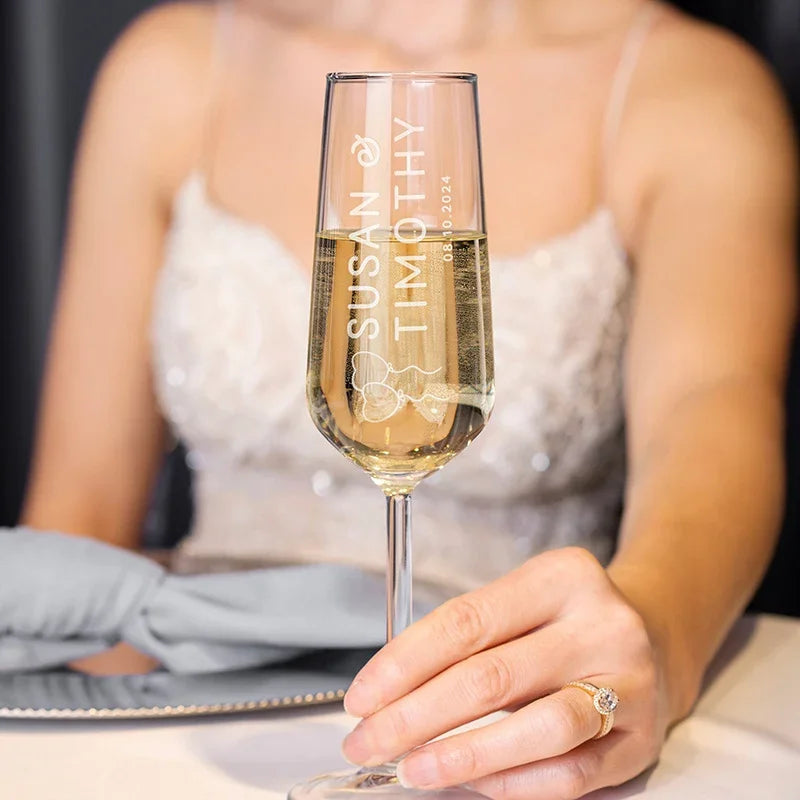 Wedding Champagne Flute with Engraved Logo - GiftShire