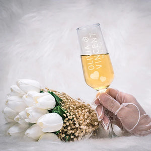 Wedding Champagne Flute with Engraved Logo - GiftShire