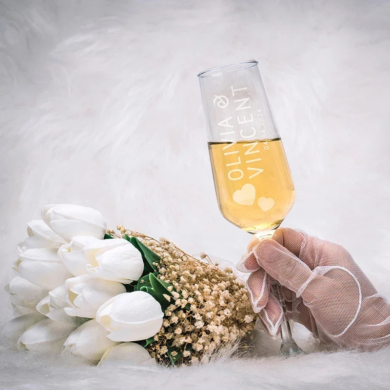 Wedding Champagne Flute with Engraved Logo - GiftShire