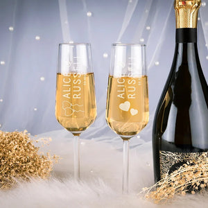 Wedding Champagne Flute with Engraved Logo - GiftShire