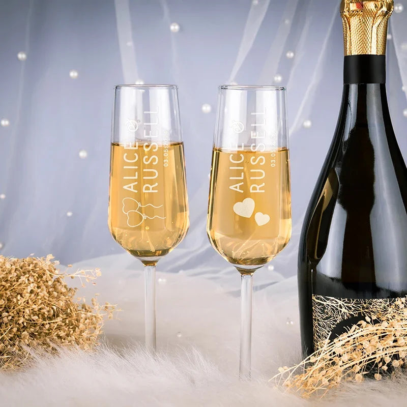 Wedding Champagne Flute with Engraved Logo - GiftShire