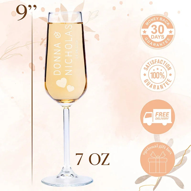 Wedding Champagne Flute with Engraved Logo - GiftShire
