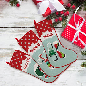 Winter Themed Christmas Stocking with Name and Monogram - GiftShire