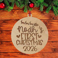 Round Wooden Engraved Baby Xmas Ornament