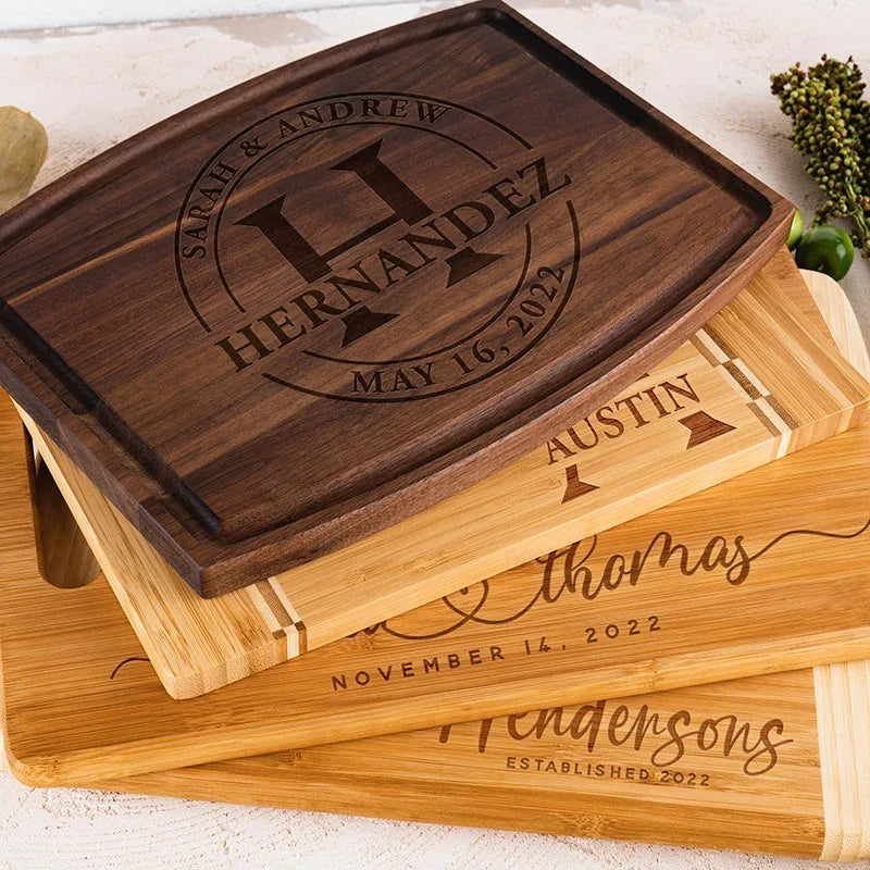 Wood Cut Chopping Board - Customize with Names - GiftShire