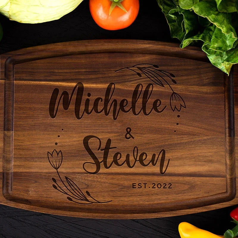 Wood Cut Chopping Board - Customize with Names - GiftShire