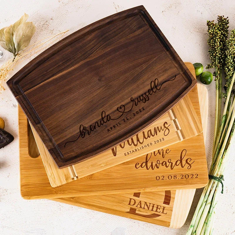 Wood Cut Chopping Board - Customize with Names - GiftShire