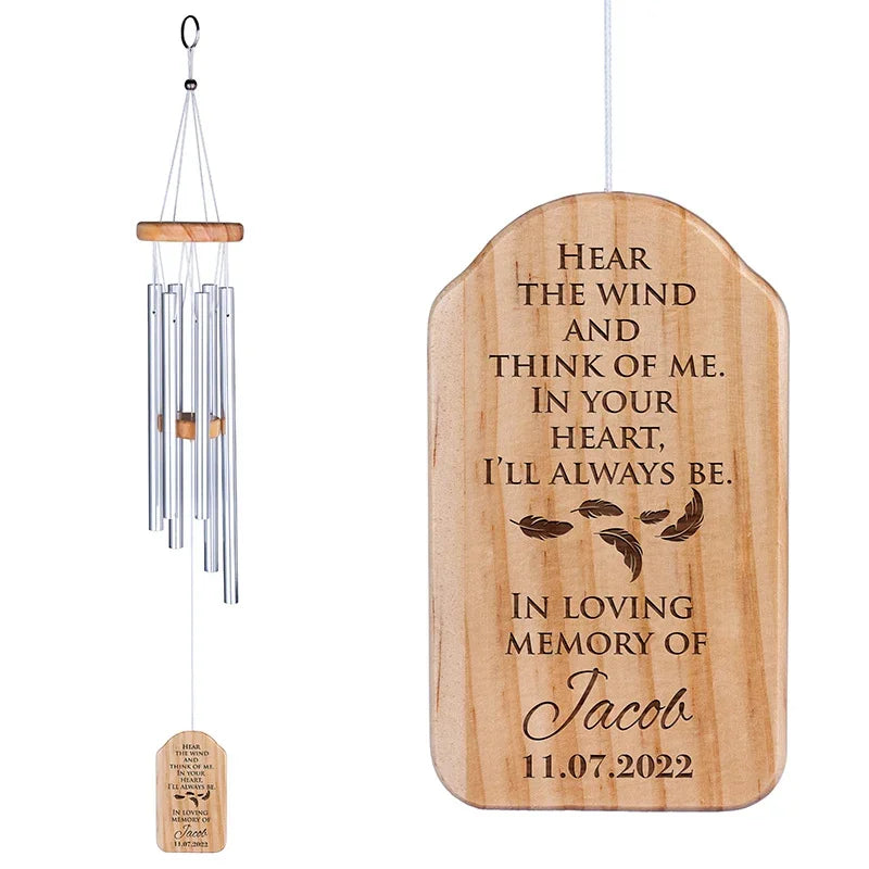 Wooden Bell Personalized Wind Chime for Remembrance - GiftShire