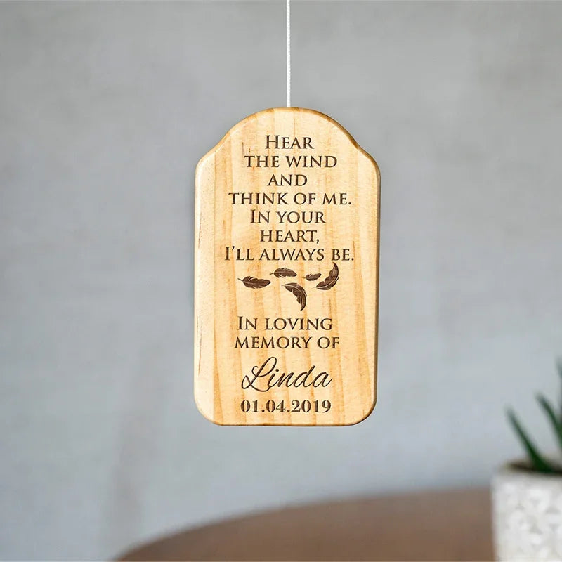 Wooden Bell Personalized Wind Chime for Remembrance - GiftShire