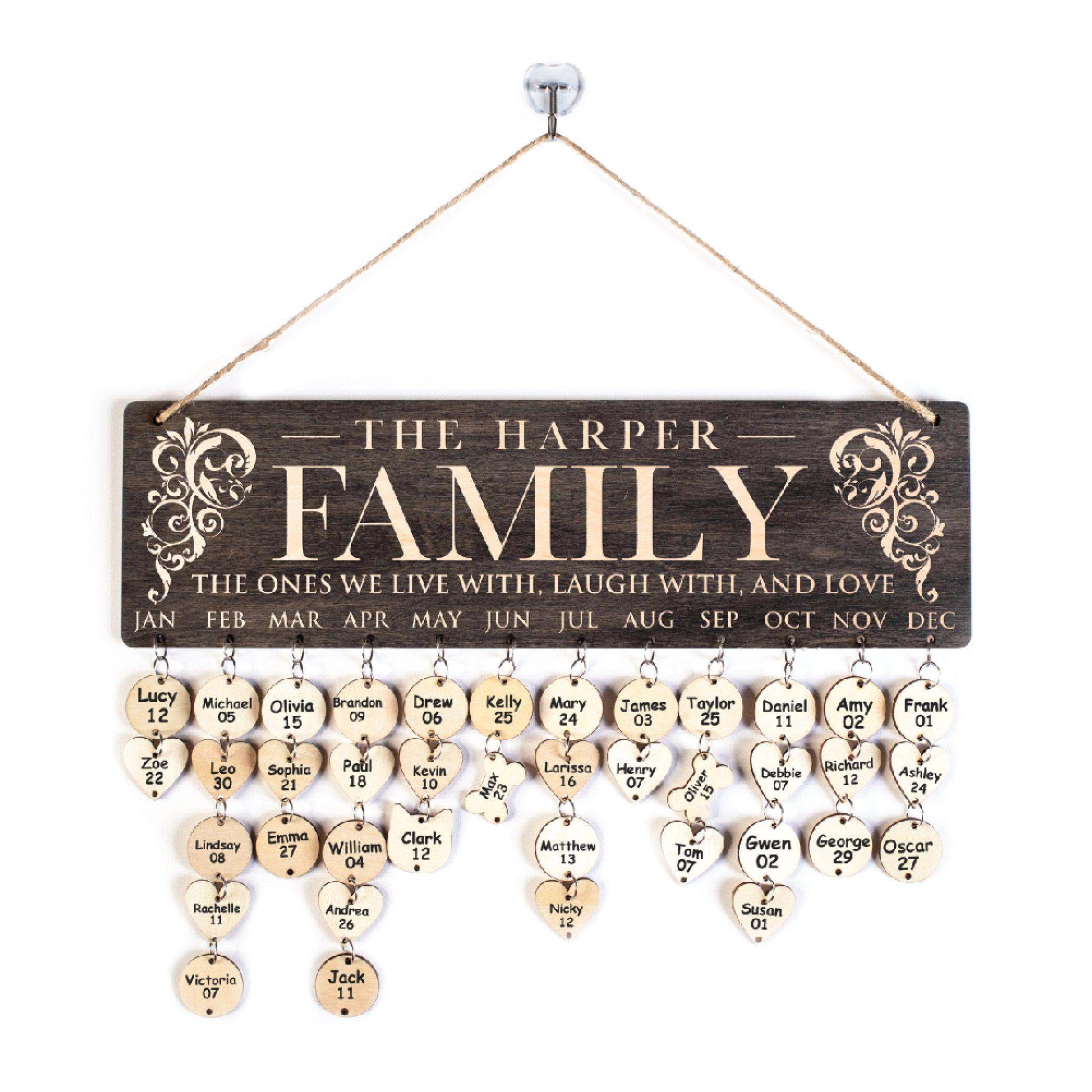 Wooden Family Birthday Calendar GiftShire