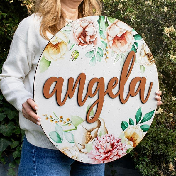 Wooden Flower Name Sign