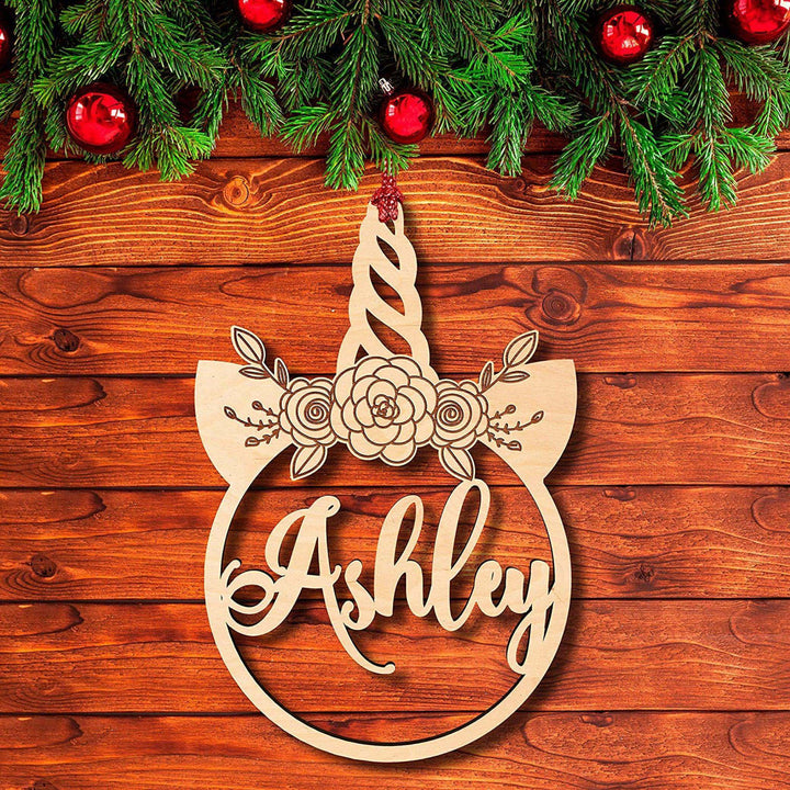 Wooden Unicorn Ornament - Personalized Unicorn Ornament | B08L3WWW91 - UNICORN - GiftShire