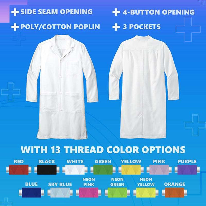 Custom Embroidered Lab Coat for Men with Medical Specialty with Icon - GiftShire