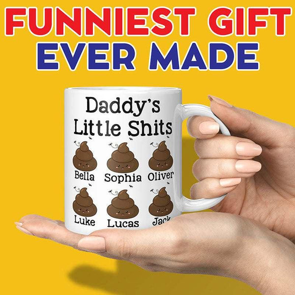 Personalized Daddy's Little Shits Mug, Custom Gifts for Dad - GiftShire