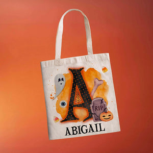 Personalized Halloween Tote Bag for Kids, Custom Trick or Treat Bag - GiftShire