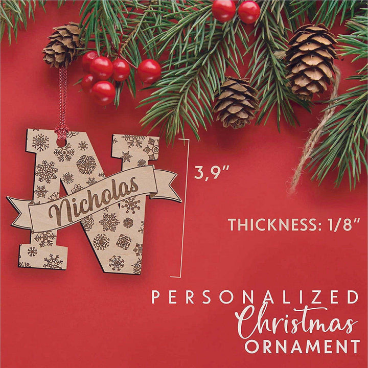 Laser Cut Initial Christmas Ornament - GiftShire