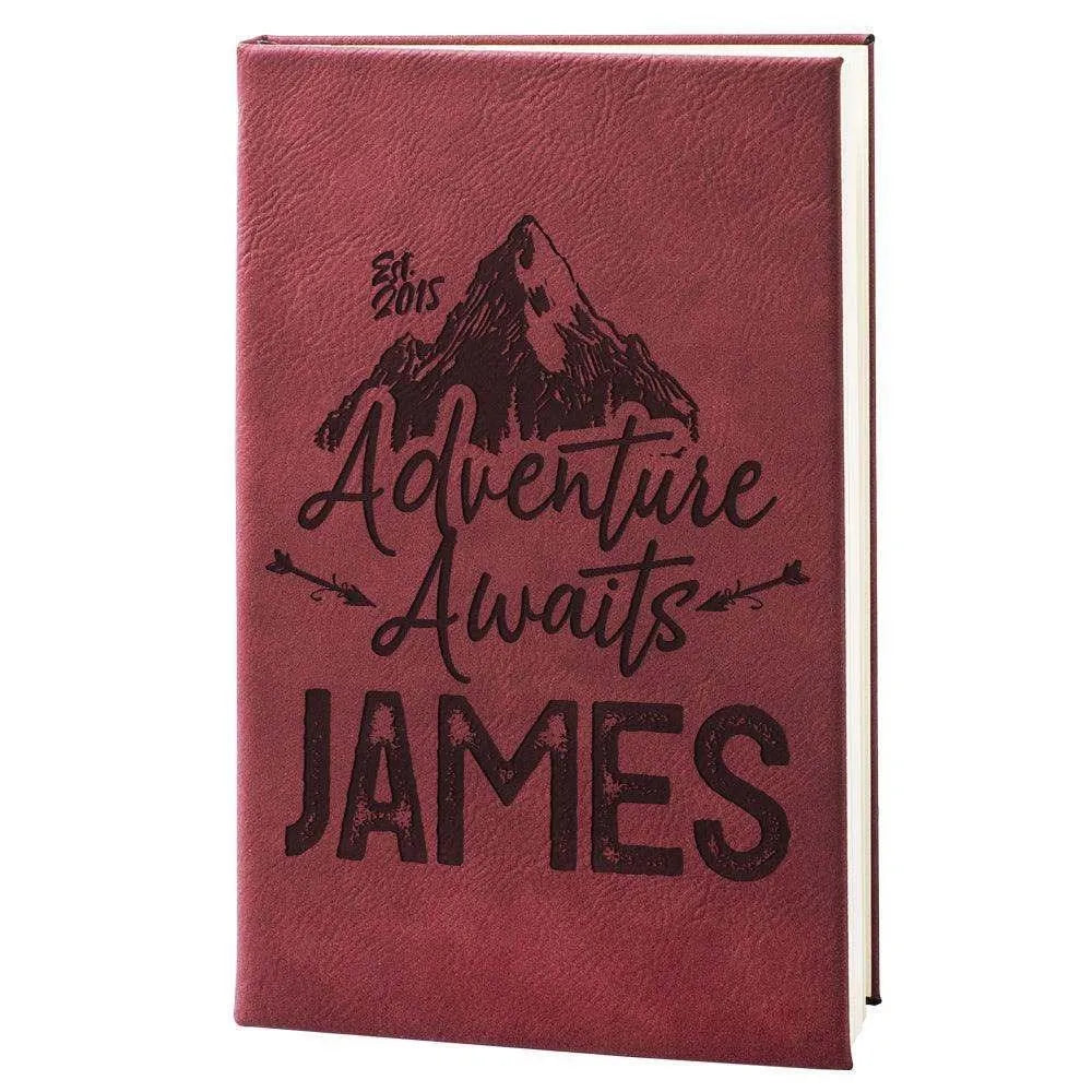 Personalized Leather Notebook - Custom Journal, Advanture Awaits Notebook - GiftShire