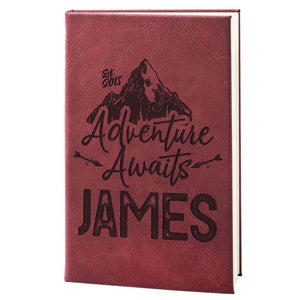 Personalized Leather Notebook - Custom Journal, Advanture Awaits Notebook - GiftShire