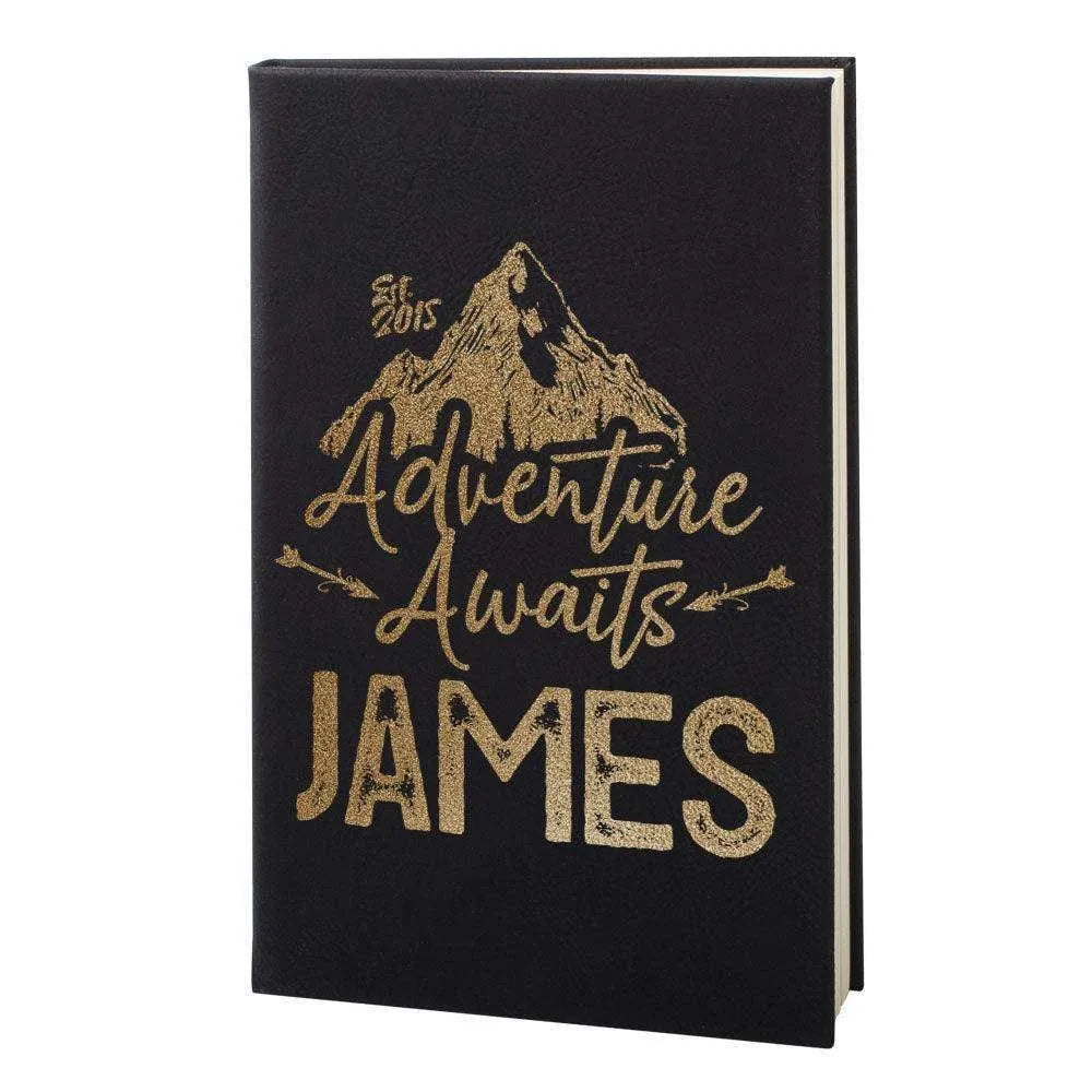 Personalized Leather Notebook - Custom Journal, Advanture Awaits Notebook - GiftShire