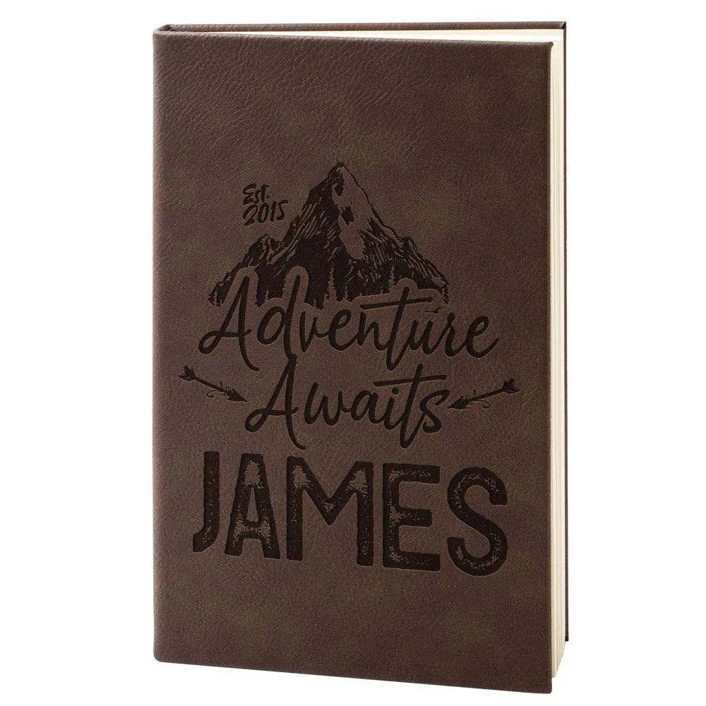 Personalized Leather Notebook - Custom Journal, Advanture Awaits Notebook - GiftShire