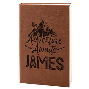 Personalized Leather Notebook - Custom Journal, Advanture Awaits Notebook - GiftShire