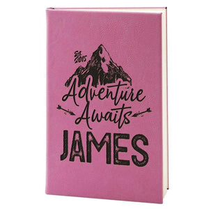 Personalized Leather Notebook - Custom Journal, Advanture Awaits Notebook - GiftShire