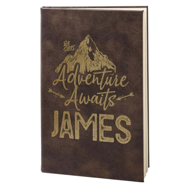 Personalized Leather Notebook - Custom Journal, Advanture Awaits Notebook - GiftShire