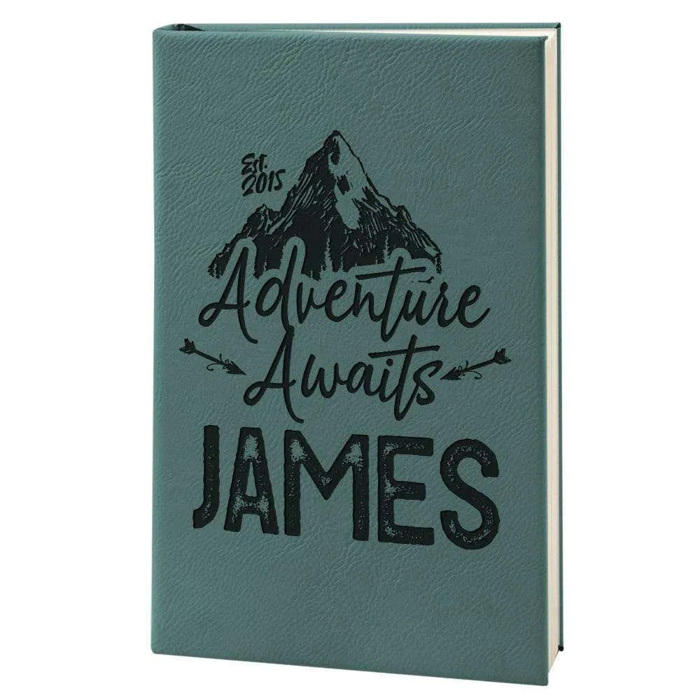 Personalized Leather Notebook - Custom Journal, Advanture Awaits Notebook - GiftShire