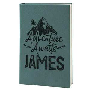 Personalized Leather Notebook - Custom Journal, Advanture Awaits Notebook - GiftShire