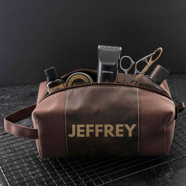 Personalized Toiletry Bag - Engraved Toiletry Bag, Custom Leather Bag
