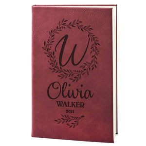 Custom Leather Notebook - Circular Branch Design Notebook, Gift for Teacher - GiftShire