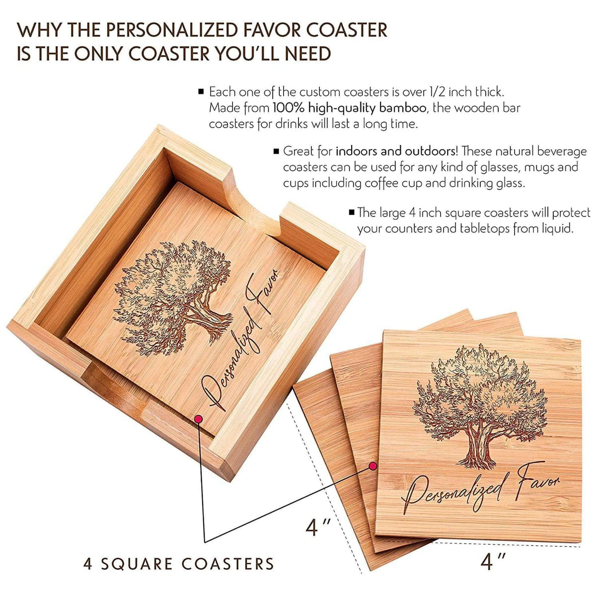 Personalized Coaster Set - Engraved Coaster Set, Gift for Couple - GiftShire