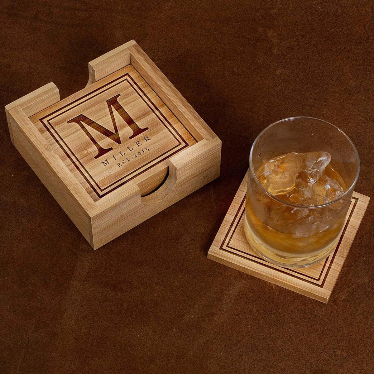 Personalized Coaster Set - Engraved Coaster Set, Gift for Couple - GiftShire