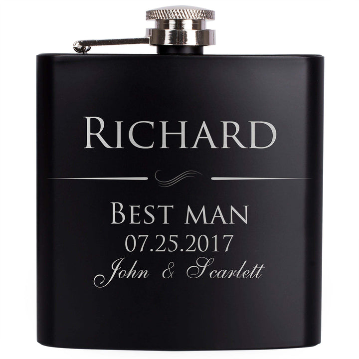 Personalized Groomsmen Flask, Custom Black Flask, Gift for Men - GiftShire