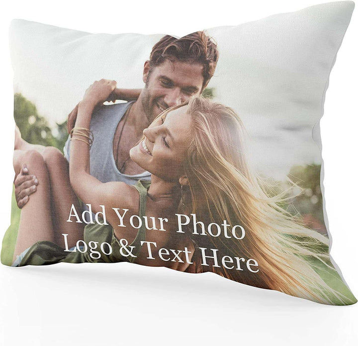 Personalized Photo Pillow w Any Picture - Add Your Own Text, Photo -  Customized Pillow Cover with Your Loved Ones - Custom Couple Gift - 14x14